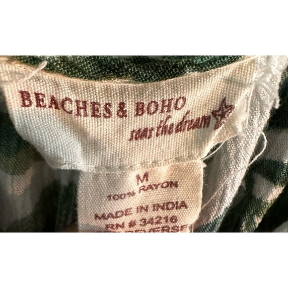 Beaches & Boho Midi Leaf Print Cover Up Dress Lightweight Size Medium Beach Chic - Picture 8 of 8